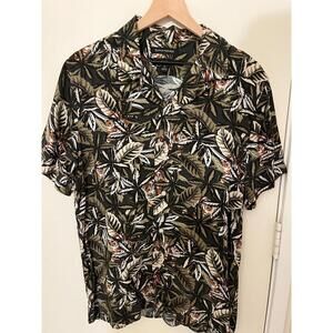 Banana Republic Animal Print Camp Collar Button Up Mens Sz M